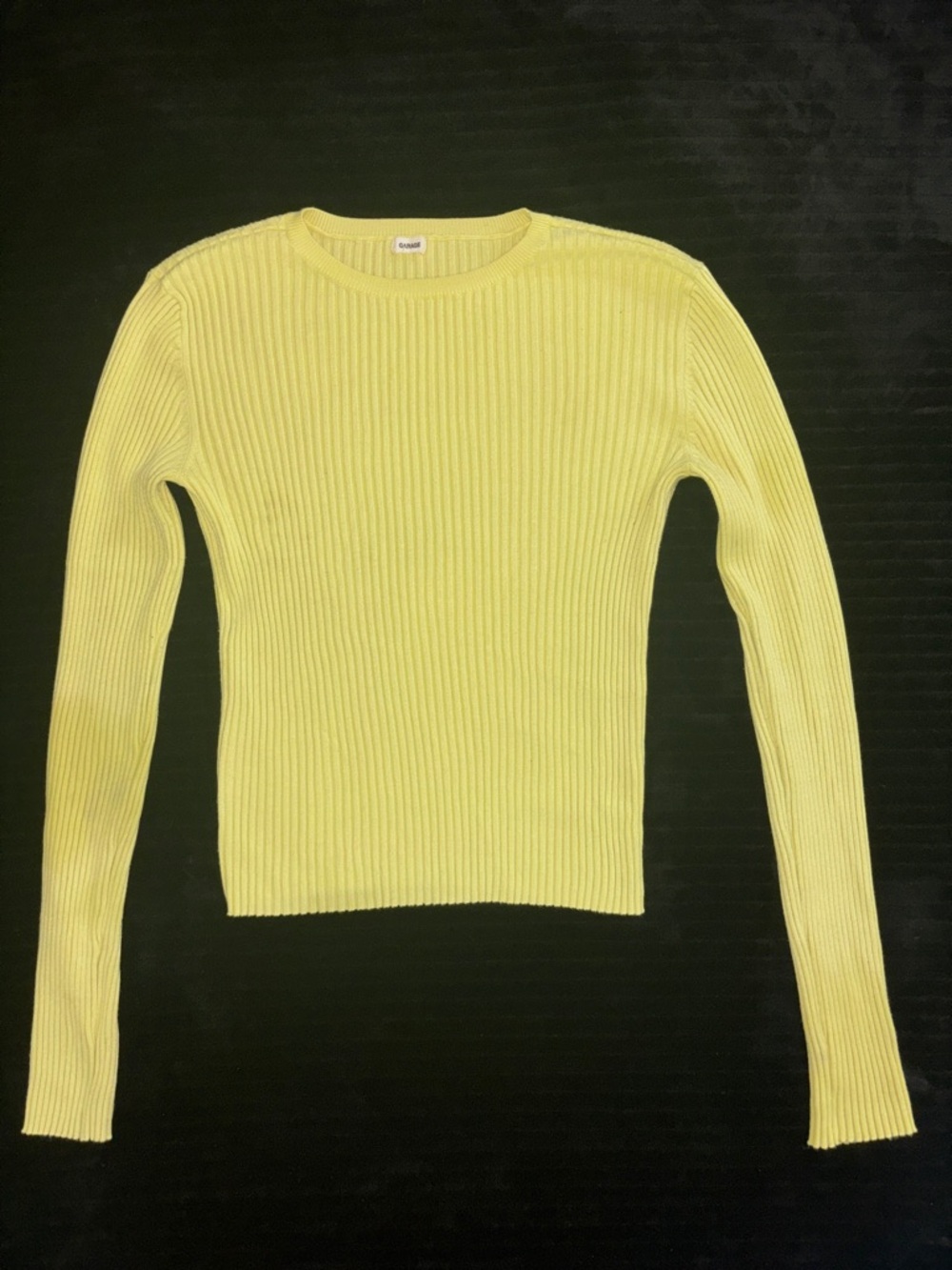Sz M Ribbed Long Sleeve Crewneck Sweater - Yellow-Garage